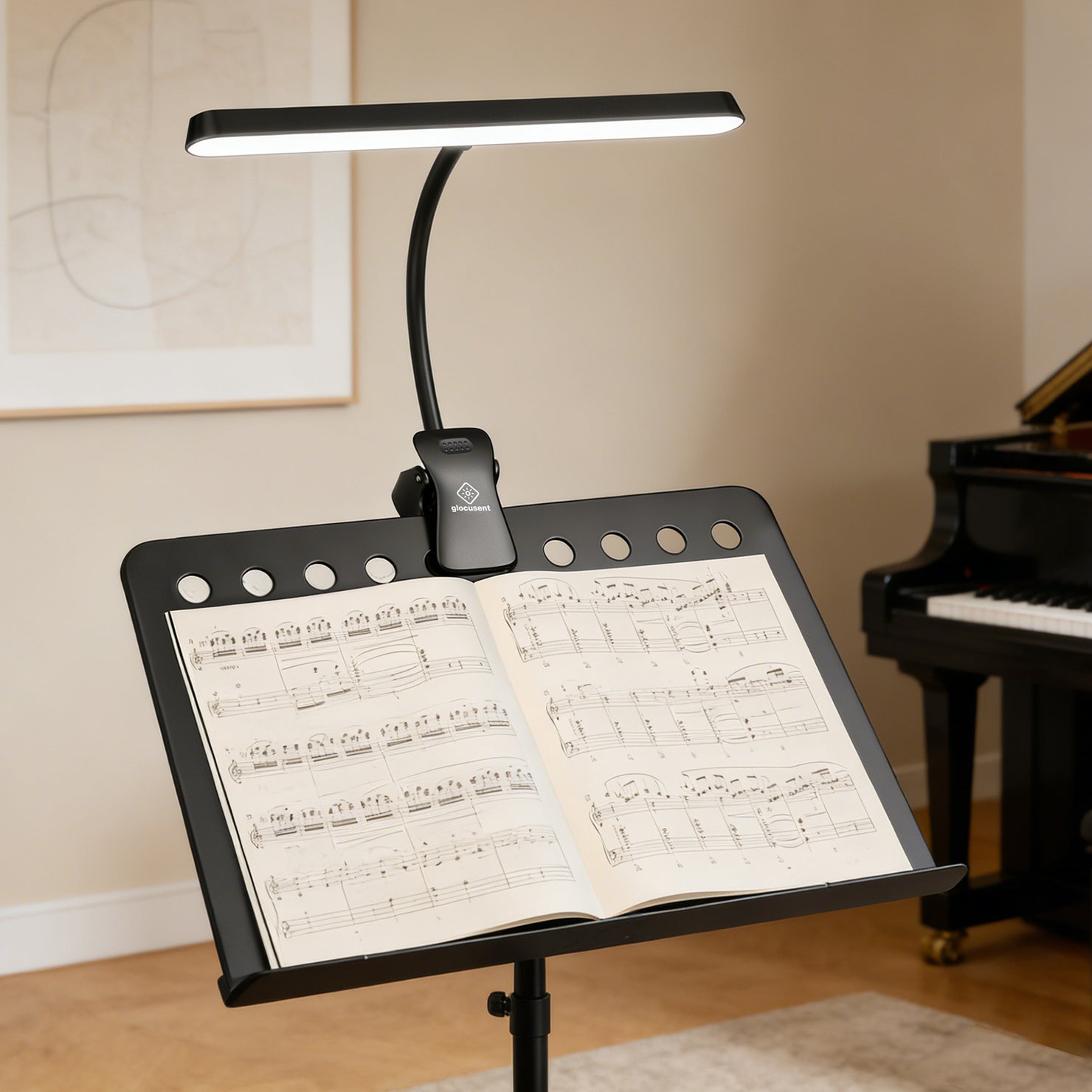 Glocusent LED neck reading light in use