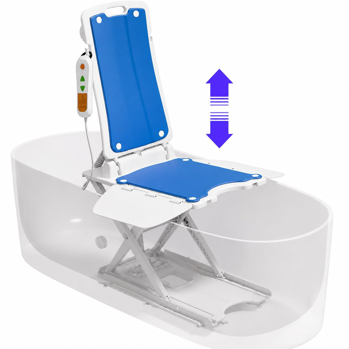 Mediwares Electric Bath Lift Chair lowering into a bathtub