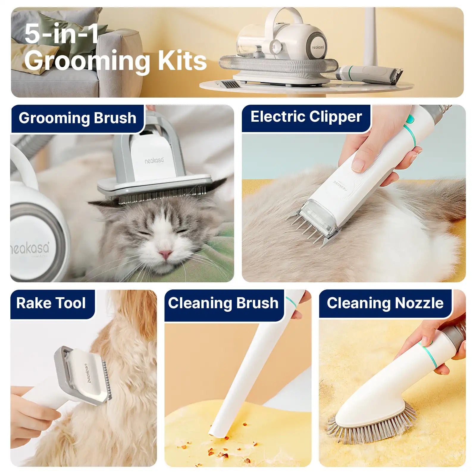 Neakasa grooming tool with rake attachment