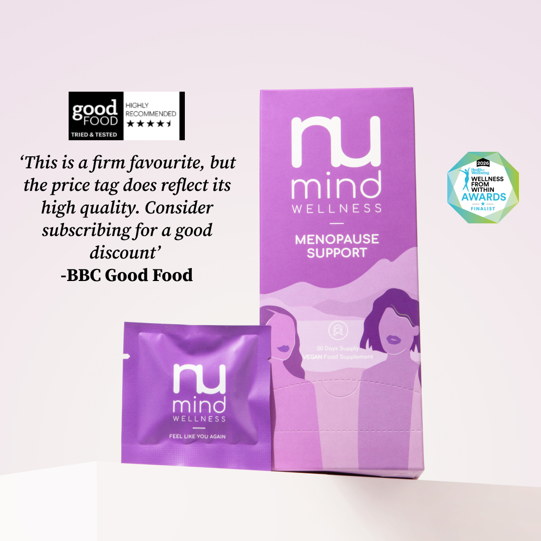 Nu Mind Wellness Menopause x Charlotte Hunter sachet and capsules