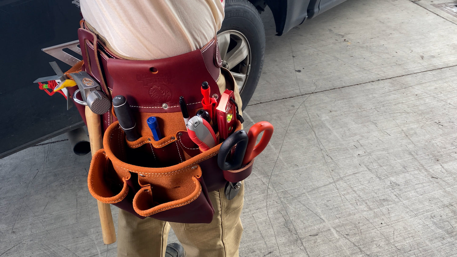 Occidental Leather tool bag loaded with tools